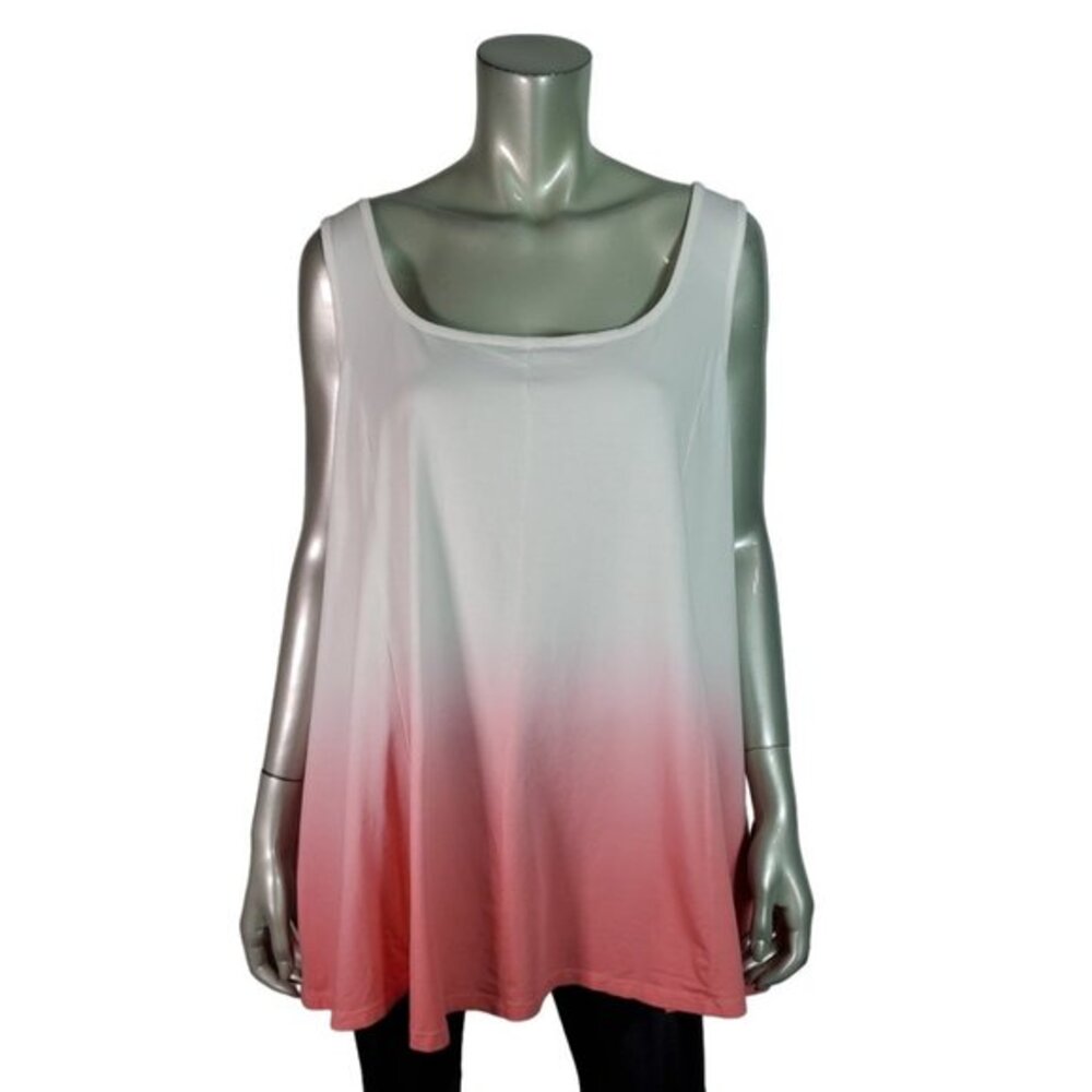 Any Body Top Plus‎ Size 2X Ombre Stretch Square Neck Sleeveless Casual Pink